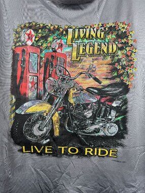 Mens Motorcycle T-Shirt Live to Ride Graphic Tee Living Legend Gray Size M